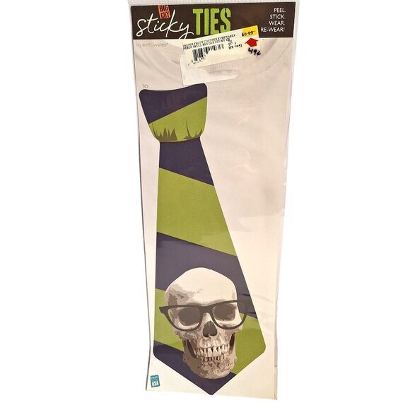 EvREwares Other - Skull Guy Sticky Ties Reusable Wearable Fabric Sticker Design By EvREwares